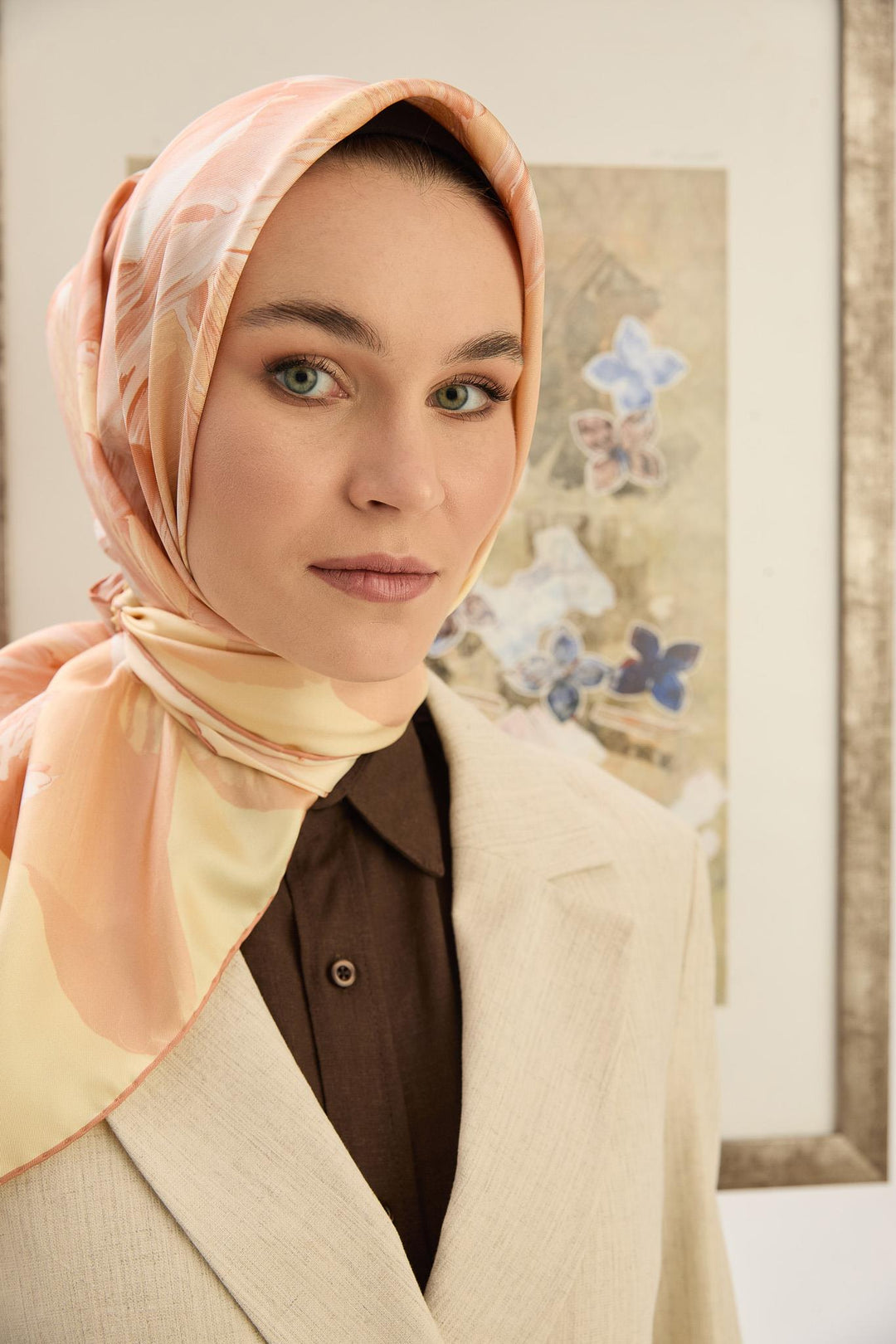 Maisa ZER TİVİL İPEK EŞARP 90*90 CM - SARI