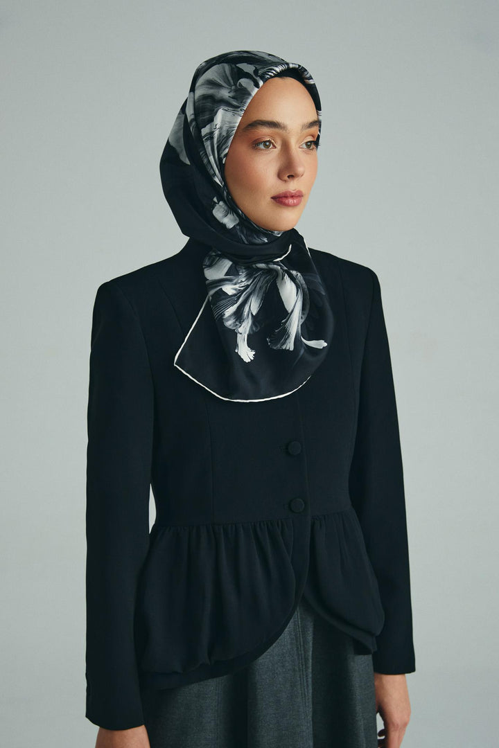 Maisa ZER TİVİL İPEK EŞARP 90*90 CM - SİYAH