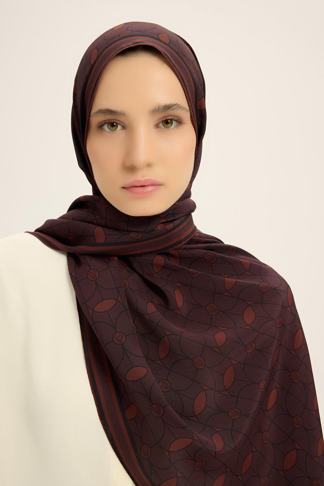 Maisa ZERRE KREP İPEK ŞAL 70*190 CM - KAHVERENGİ