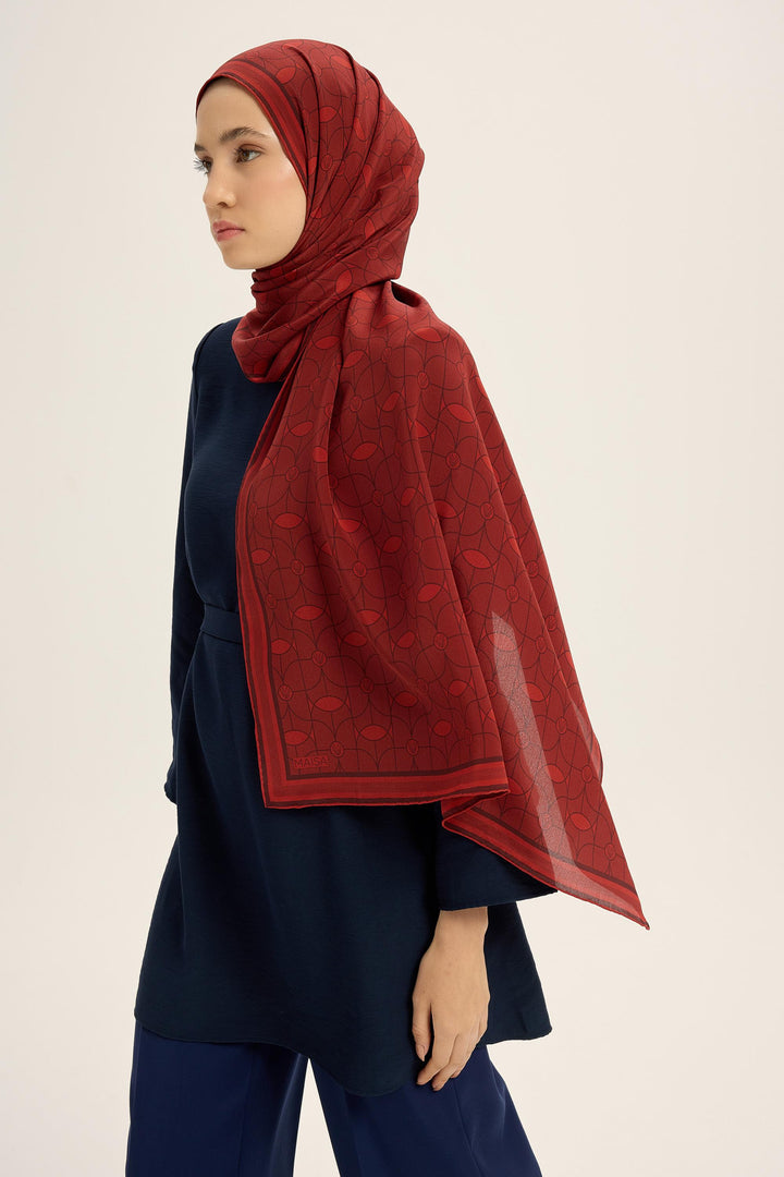 Maisa ZERRE KREP İPEK ŞAL 70*190 CM - KIRMIZI