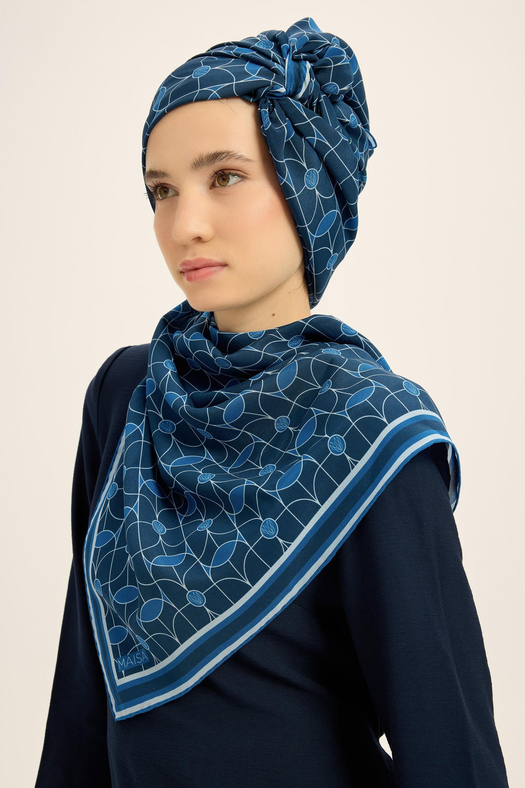 Maisa ZERRE KREP İPEK ŞAL 70*190 CM - MAVİ