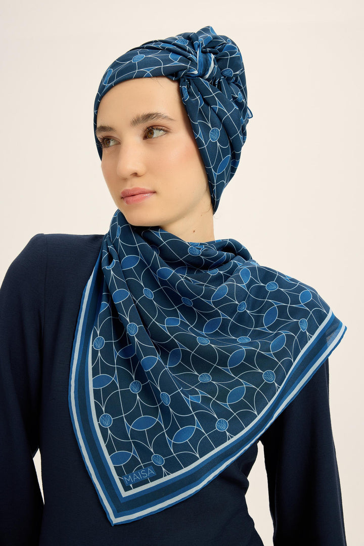 Maisa ZERRE KREP İPEK ŞAL 70*190 CM - MAVİ