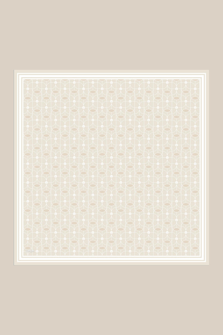 ZERRE TİVİL İPEK EŞARP 90*90 CM - BEJ - Görsel 7