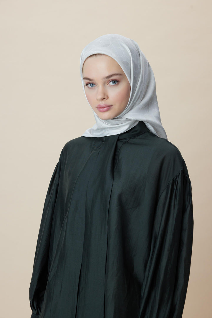 ZERRE TİVİL İPEK EŞARP 90*90 CM - İNCİ BEYAZI - Görsel 7
