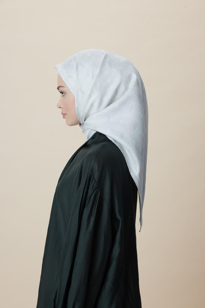 ZERRE TİVİL İPEK EŞARP 90*90 CM - İNCİ BEYAZI - Görsel 2