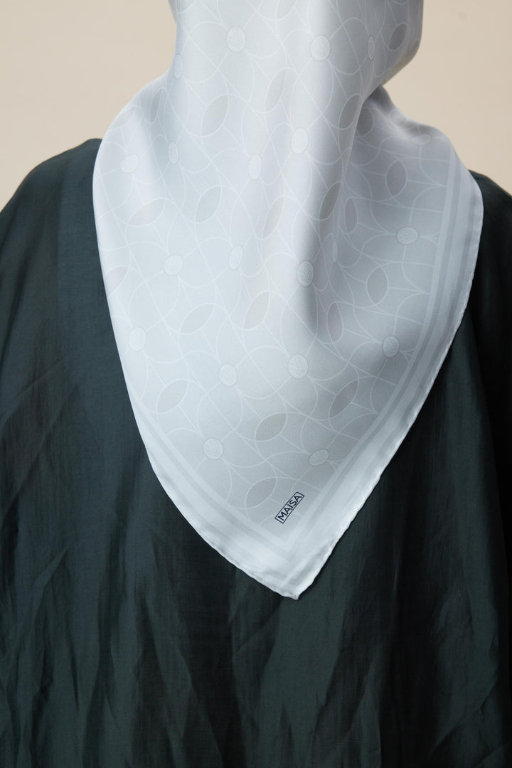 ZERRE TİVİL İPEK EŞARP 90*90 CM - İNCİ BEYAZI - Görsel 5