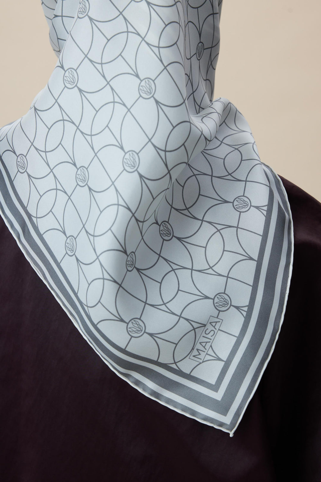 ZERRE TİVİL İPEK EŞARP 90*90 CM - K. GRİ - Görsel 7
