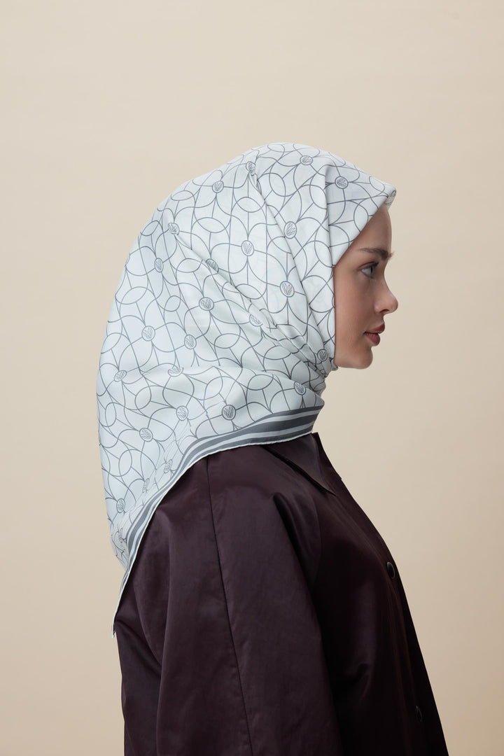 ZERRE TİVİL İPEK EŞARP 90*90 CM - K. GRİ - Görsel 3