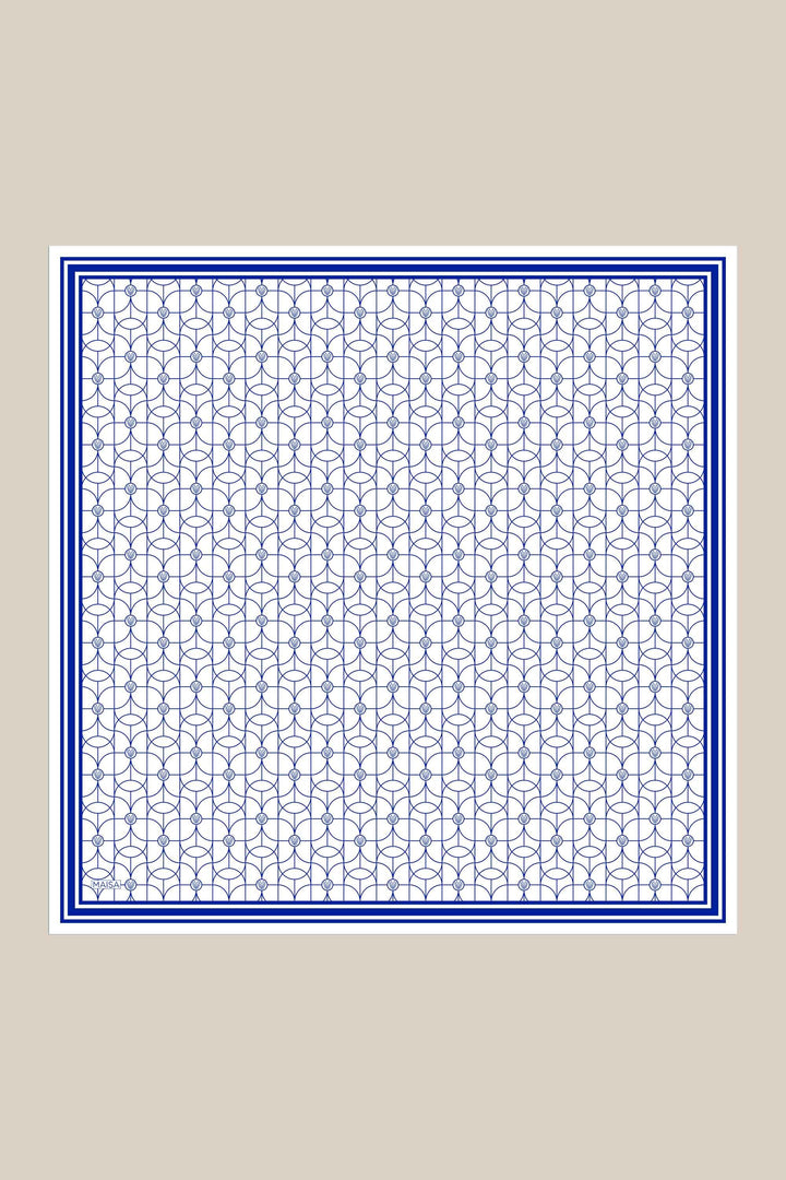ZERRE TİVİL İPEK EŞARP 90*90 CM - K. MAVİ - Görsel 1