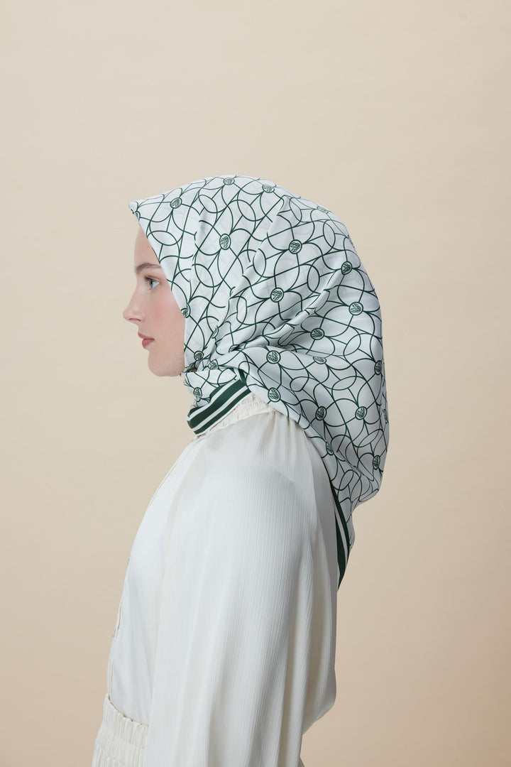 ZERRE TİVİL İPEK EŞARP 90*90 CM - K. YEŞİL - Görsel 3