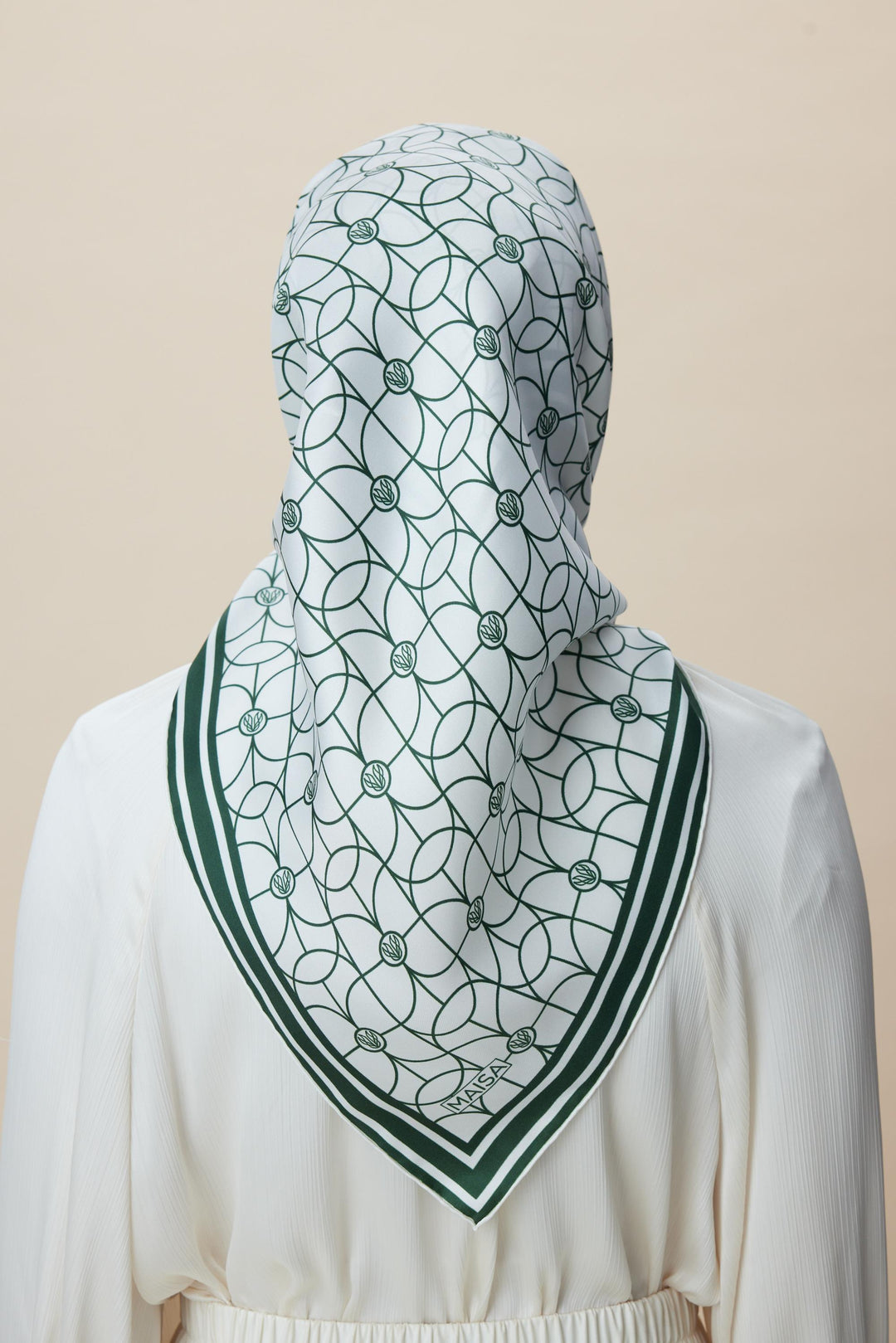 ZERRE TİVİL İPEK EŞARP 90*90 CM - K. YEŞİL - Görsel 6