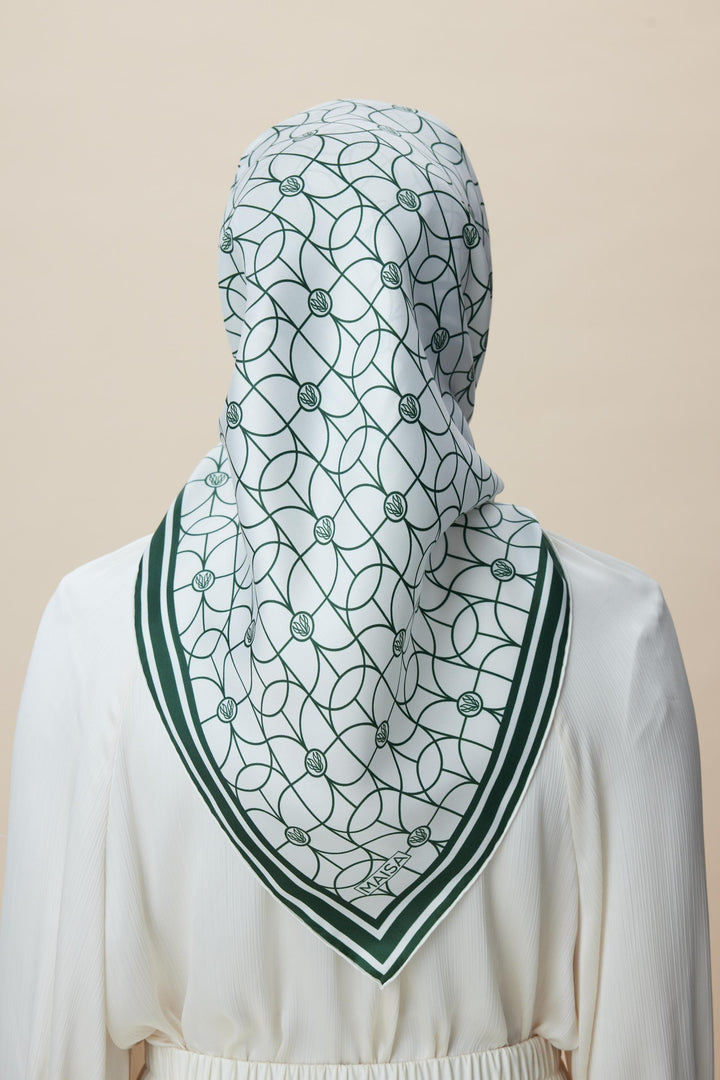 ZERRE TİVİL İPEK EŞARP 90*90 CM - K. YEŞİL - Görsel 6