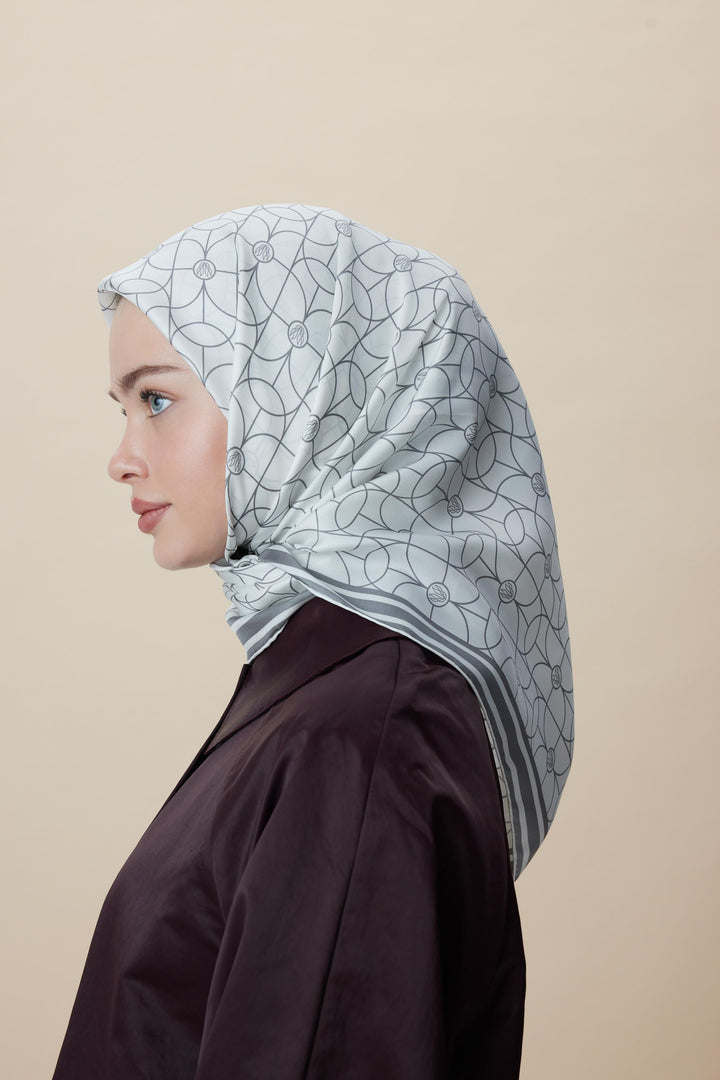 ZERRE TİVİL İPEK EŞARP 90*90 CM - K. GRİ - Görsel 4
