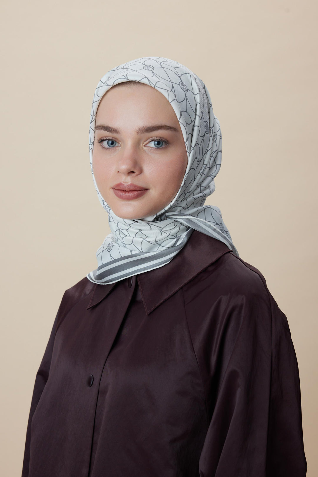 ZERRE TİVİL İPEK EŞARP 90*90 CM - K. GRİ - Görsel 1