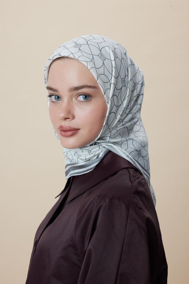 ZERRE TİVİL İPEK EŞARP 90*90 CM - K. GRİ - Görsel 2