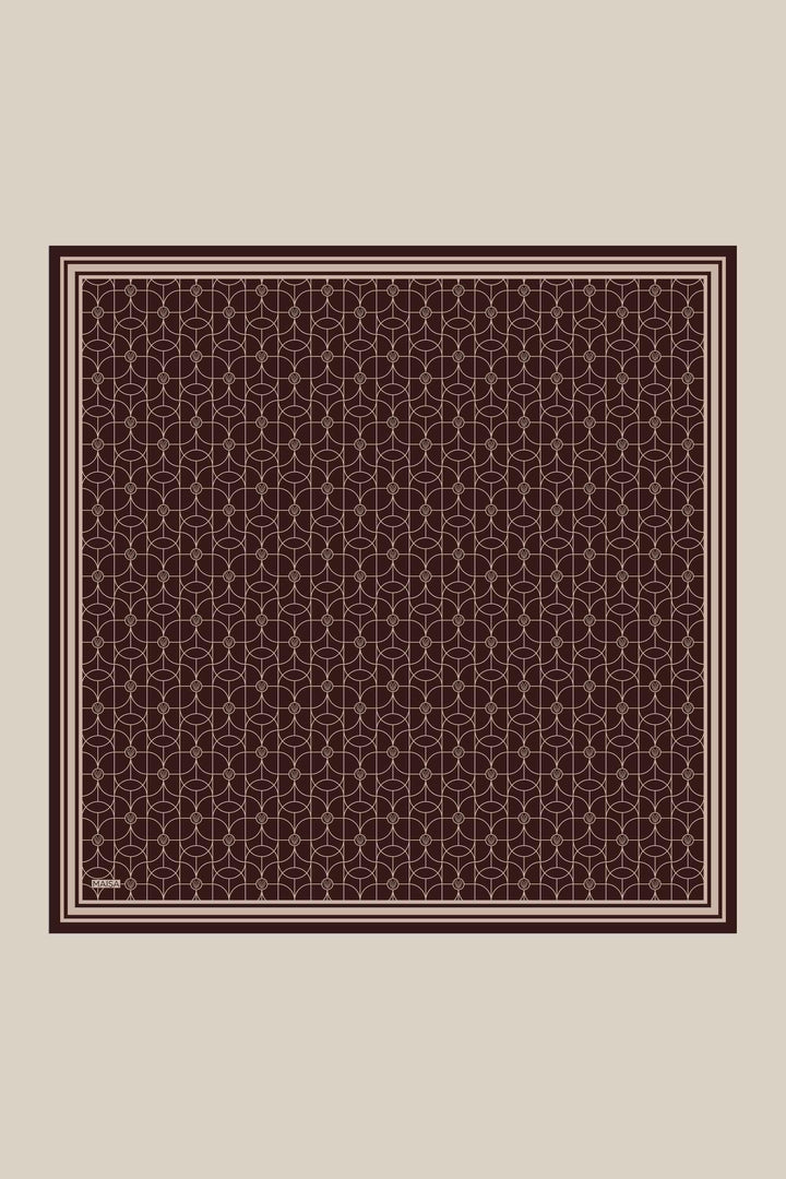 ZERRE TİVİL İPEK EŞARP 90*90 CM - KAHVERENGİ - Görsel 6