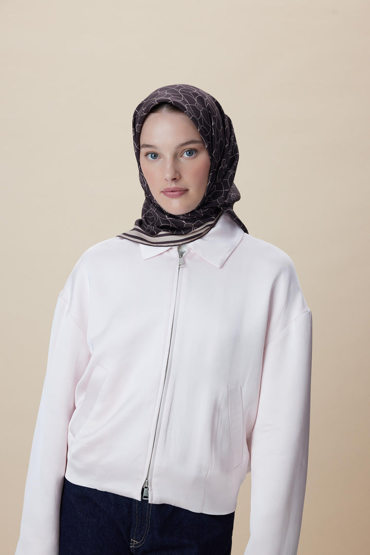 ZERRE TİVİL İPEK EŞARP 90*90 CM - KAHVERENGİ - Görsel 7
