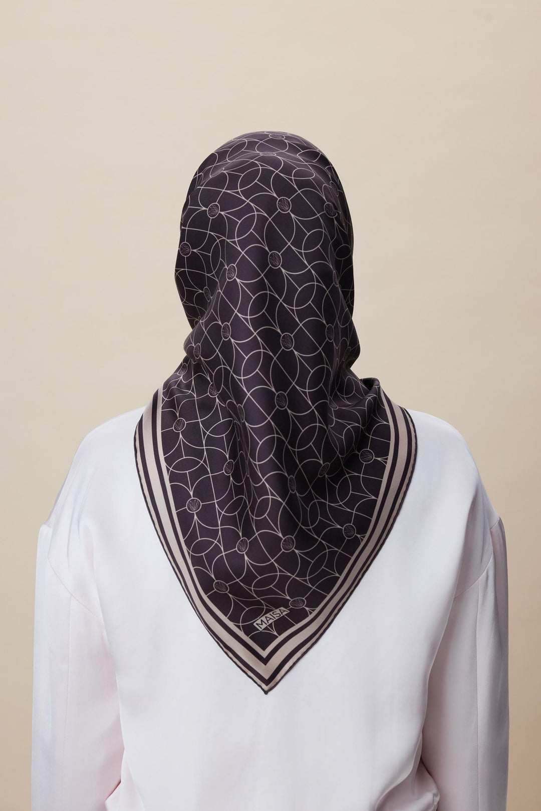 ZERRE TİVİL İPEK EŞARP 90*90 CM - KAHVERENGİ - Görsel 4