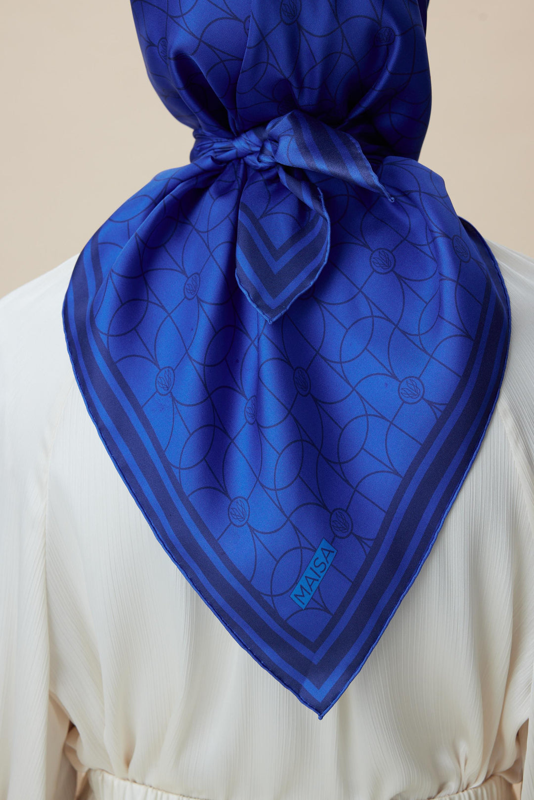 ZERRE TİVİL İPEK EŞARP 90*90 CM - SAKS - Görsel 4