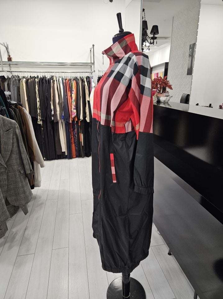 İnvee Burberry Patterned Cape Red 6319