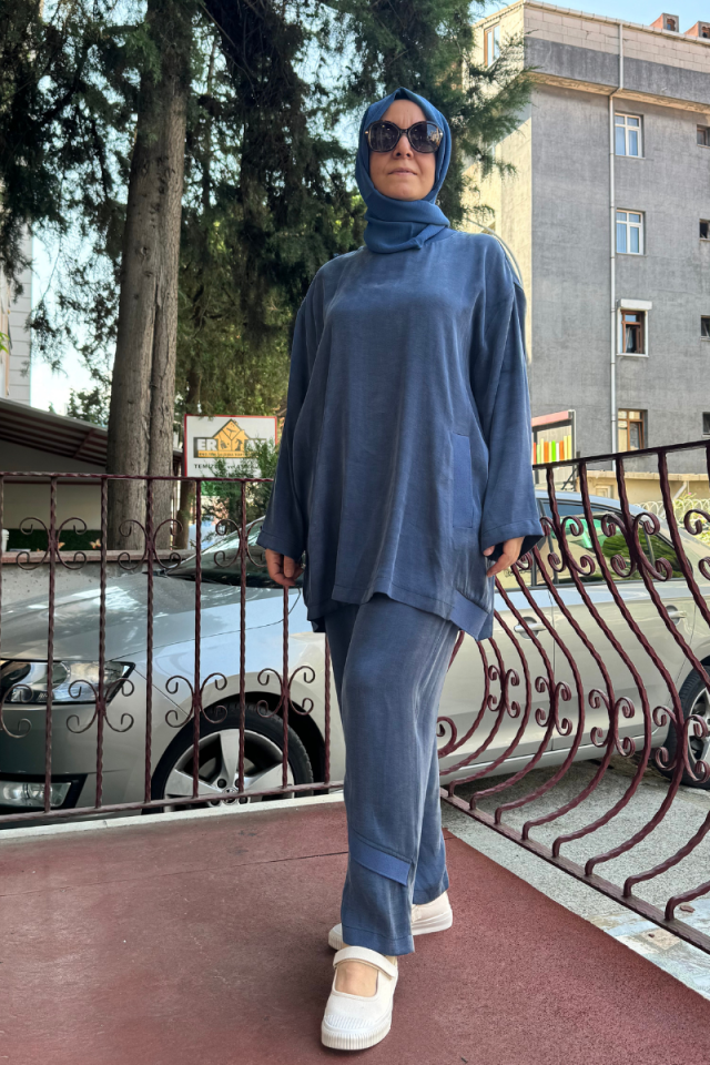 Ghisa Tunik Pantolon Takımı İndigo 5KGSTKM4445