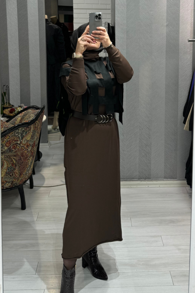 Misswhence Keçe Bolero Detaylı Triko Elbise 34801
