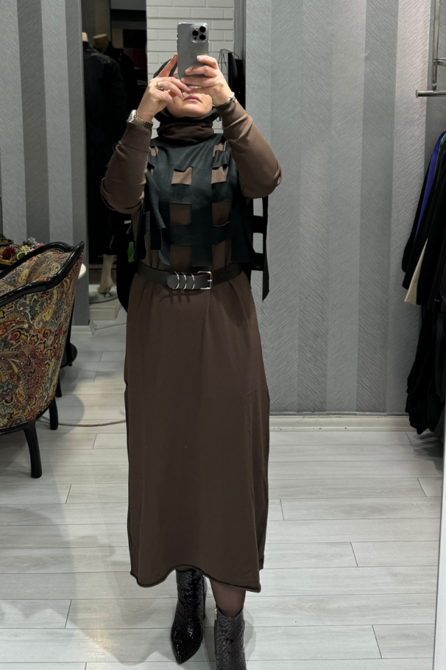 Misswhence Keçe Bolero Detaylı Triko Elbise 34801