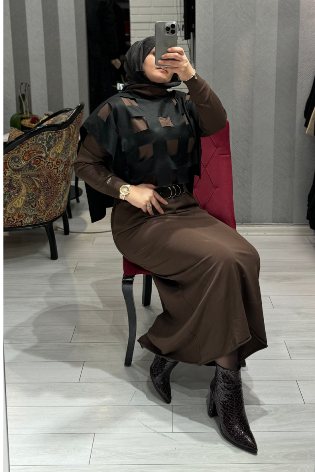 Misswhence Keçe Bolero Detaylı Triko Elbise 34801