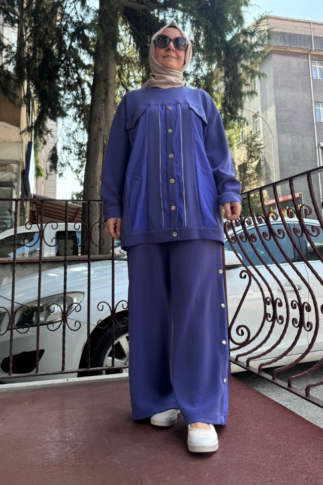 Ghisa Ribana Detailed Suit Purple 5KGSTKM4675