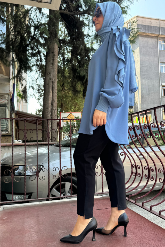 Ghisa Sleeve Detailed Tunic Blue 5KGSTNK4481
