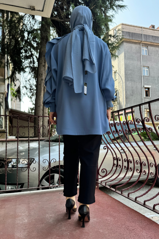 Ghisa Sleeve Detailed Tunic Blue 5KGSTNK4481