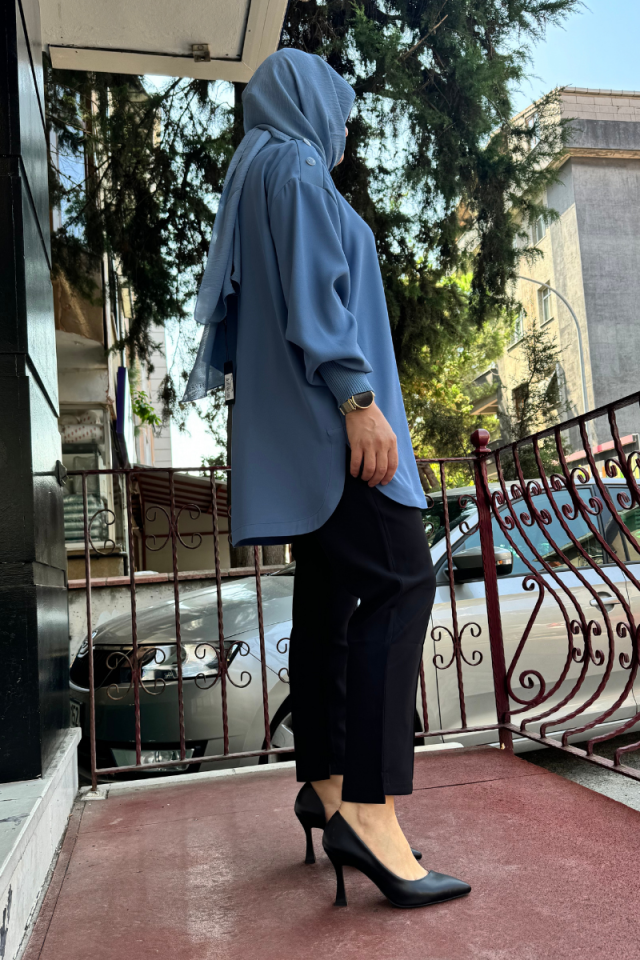 Ghisa Sleeve Detailed Tunic Blue 5KGSTNK4481