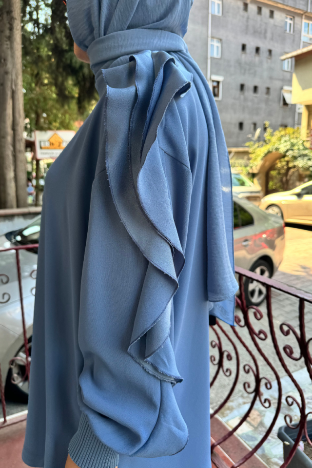 Ghisa Sleeve Detailed Tunic Blue 5KGSTNK4481