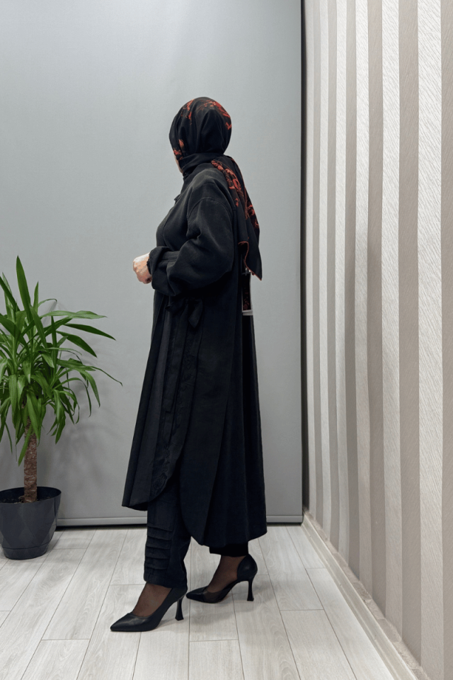 Misswhence Nakış Detaylı Gömlek Pantolon Takım Siyah 37301