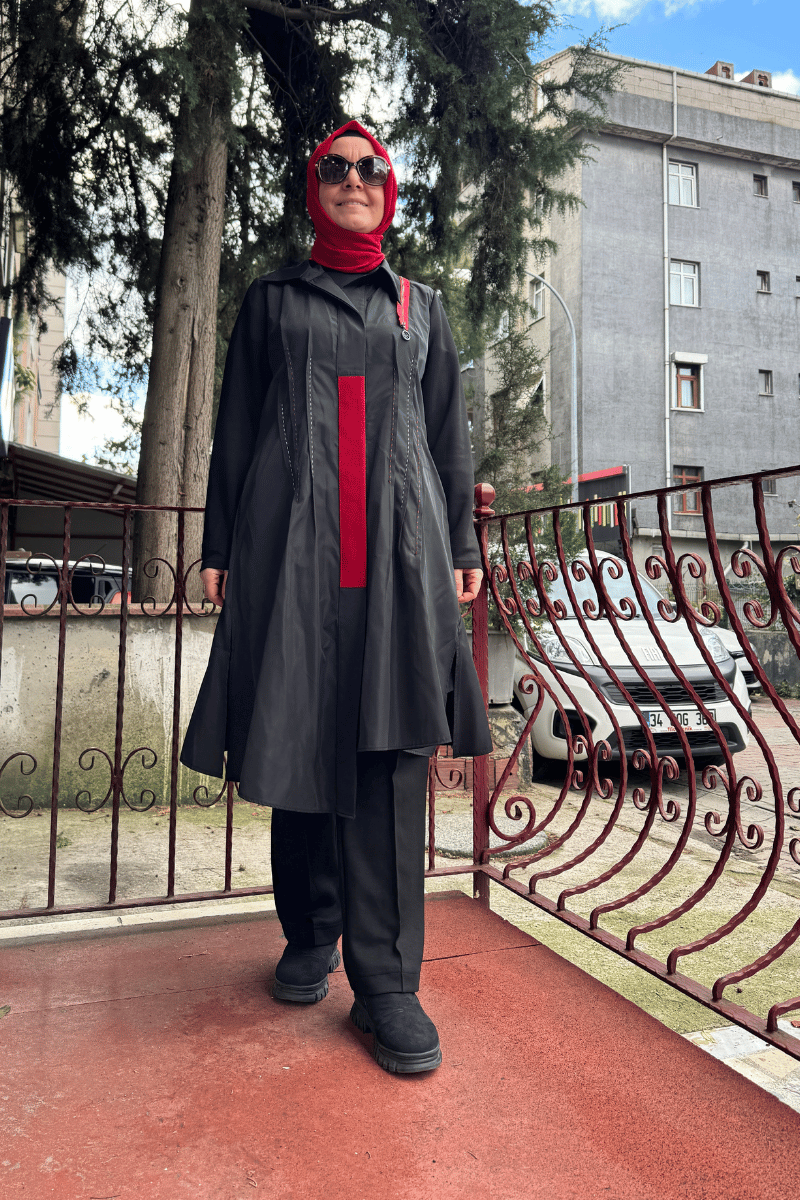 Almarwah Paraşüt Kumaş  Spor Gömlek Siyah 101972