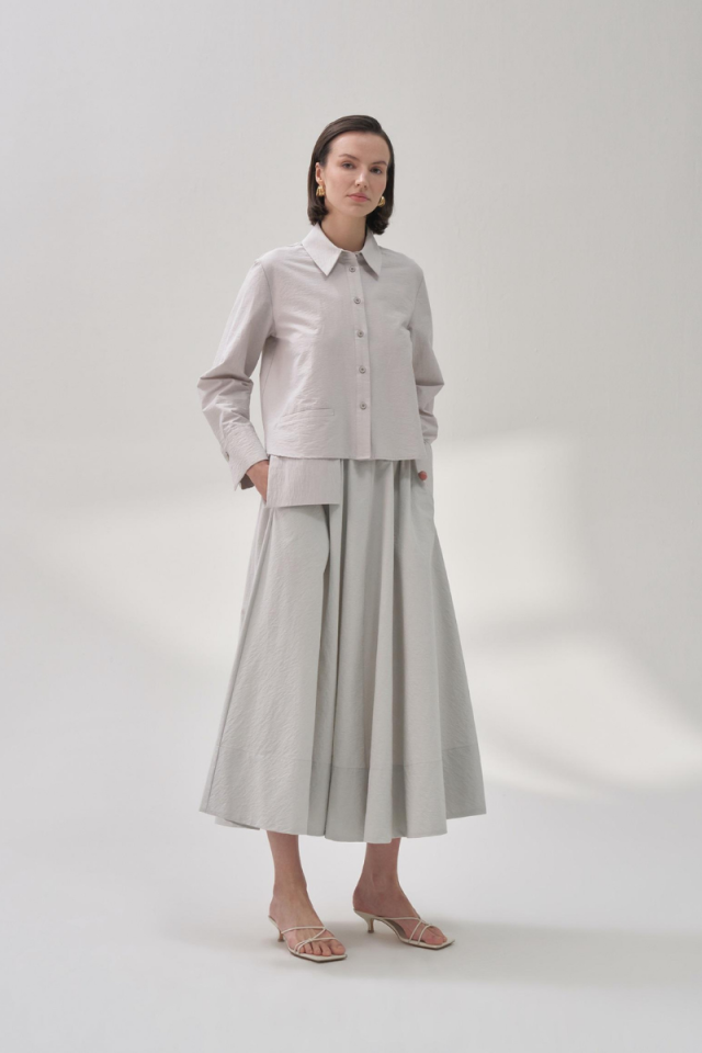QOOQ Crush Skirt Gray 24SS514