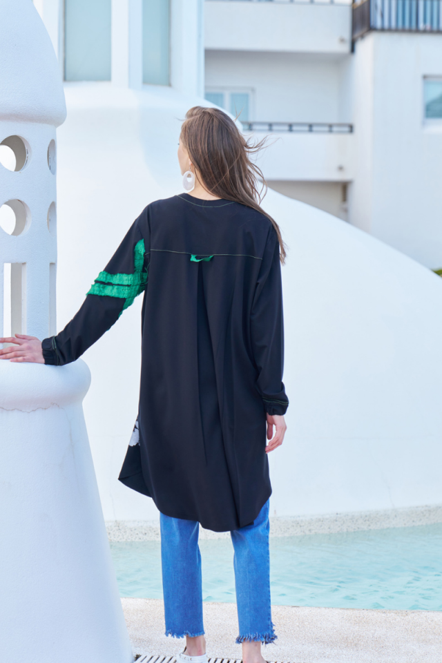 Misswhence Önü Taşlı Baskılı Tunik Siyah 35000