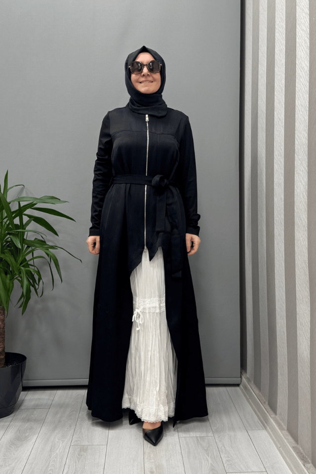 Misswhence İkili Chanel Keten Elbise Siyah 37806