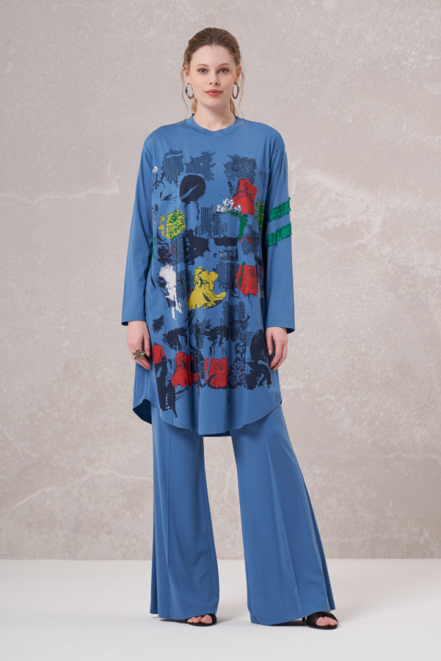 Misswhence Front Stone Printed Tunic Gray 35000