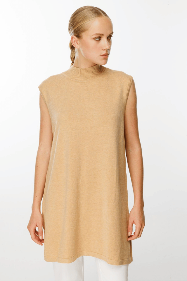 Ghisa Kolsuz Triko Tunik Camel 5KKNTNK4659