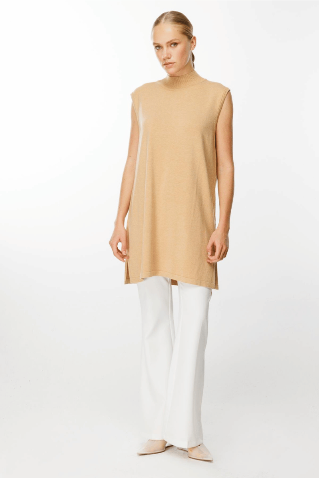 Ghisa Kolsuz Triko Tunik Camel 5KKNTNK4659