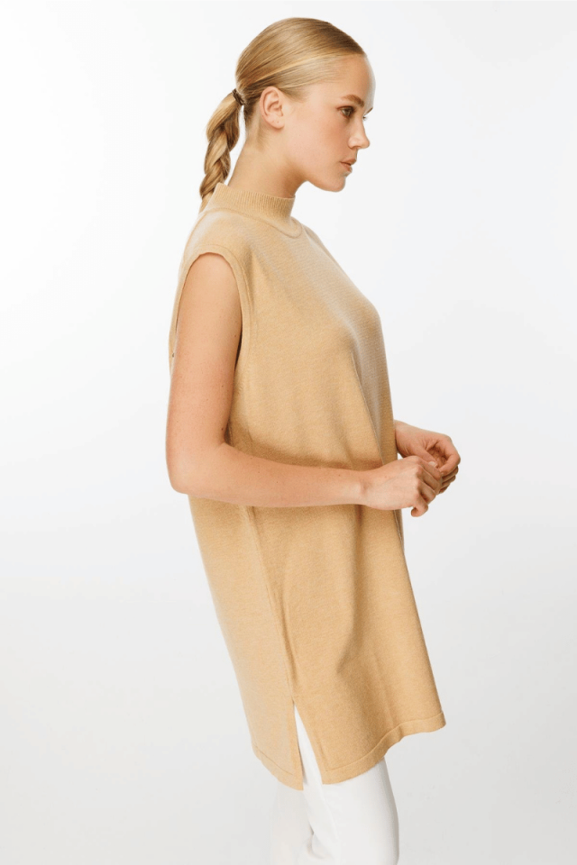 Ghisa Kolsuz Triko Tunik Camel 5KKNTNK4659