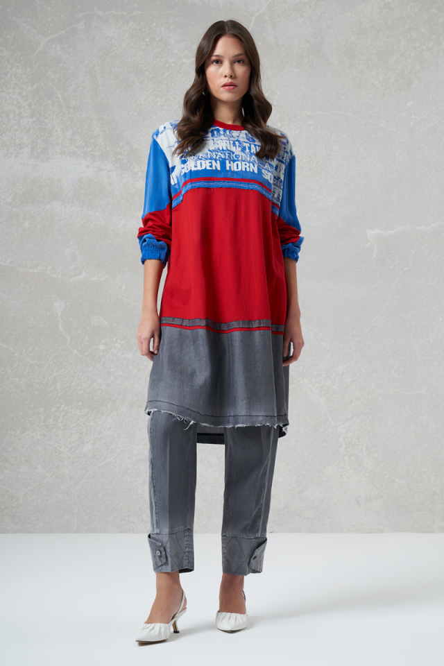 Misswhence Printed Combed Cotton Tunic Blue 35002