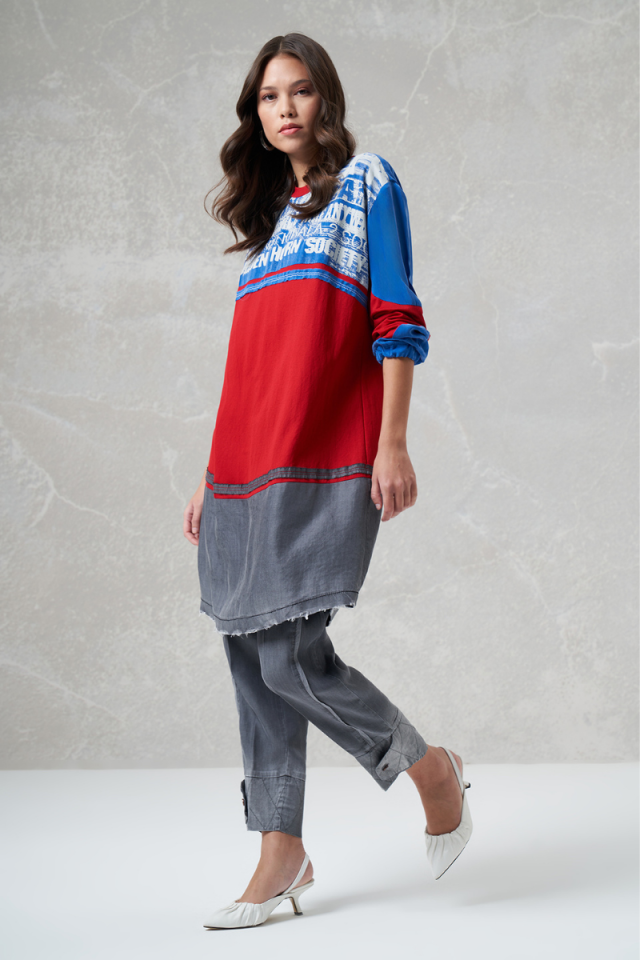 Misswhence Printed Combed Cotton Tunic Blue 35002
