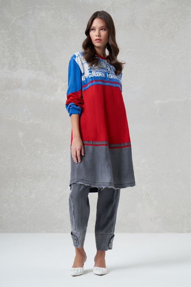 Misswhence Printed Combed Cotton Tunic Blue 35002