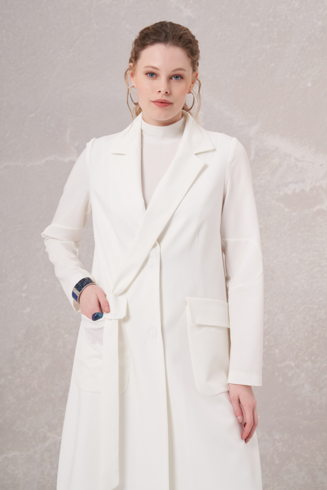 Misswhence Blazer Long Jacket Ecru 35203