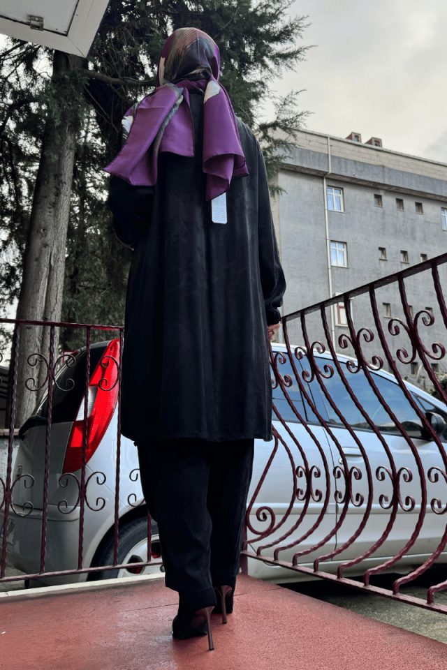 Misswhence Desenli Cupro İpek Tunik Siyah 36007