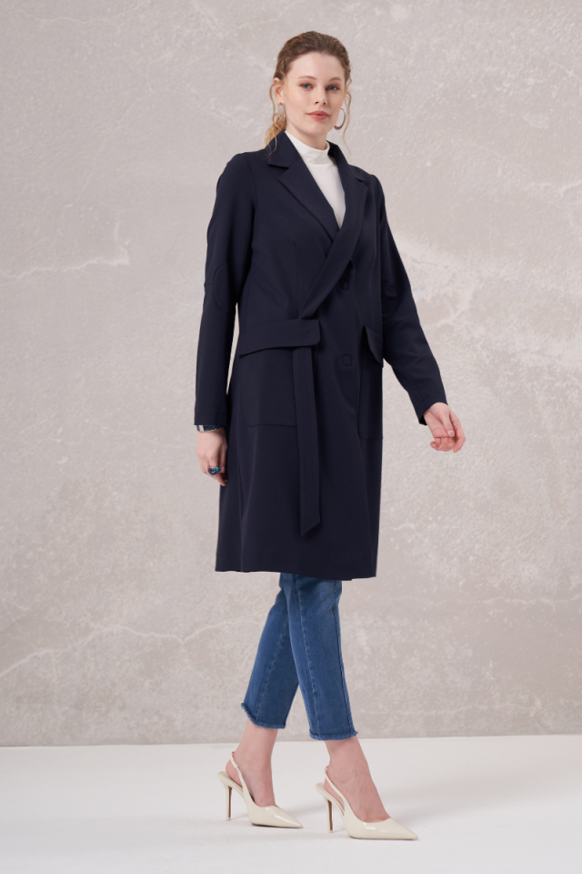 Misswhence Blazer Long Jacket Navy Blue 35203