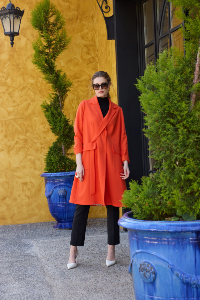Misswhence Blazer Uzun Ceket Oranj 35203