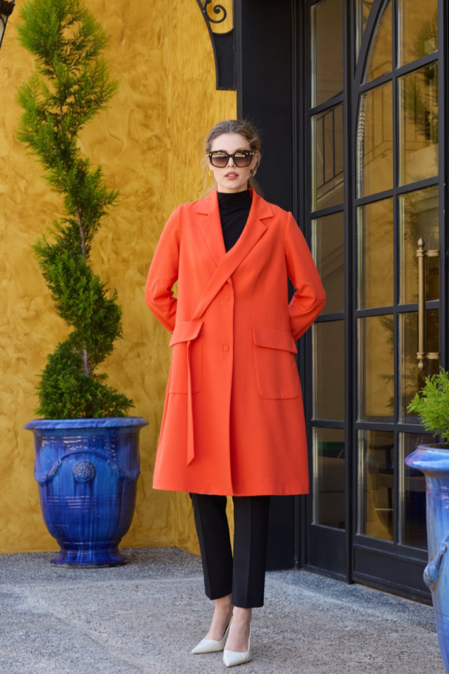 Misswhence Blazer Uzun Ceket Oranj 35203